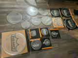 Pearl and Remo Drum Head lot used 6,6,6,8,8,10,10,12,12,14,14,14,,16,16,16,16,18