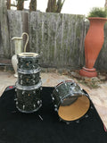 Vintage Ludwig Black Diamond Pearl 4pc Drum Set kit 1966