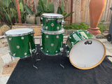 DW Collectors 4pc Green Sparkle Drum Set kit - 24x16,13x9,16x16,18x16  EXCELLENT