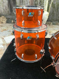 Vintage Ludwig Amber Vistalite Drum Set Kit 3pc