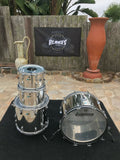 Vintage Ludwig Stainless Steele 4 Piece Drum Set kit !! 24,12,13,18