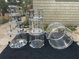 Pearl Crystal beat Acyrlic 8pc Drum Set kit - Clear - Excellent