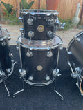 DW Black Satin 5pc Collectors Gold Badge Era Drum Set kit
