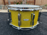 C&C Custom Snare Drum 14 x 8  Yellow Sparkle with Ludwig Drum Lugs