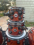 DW Collectors Private Reserve Waterfall bubinga 6pc Drum Set kit w/ Black nickel