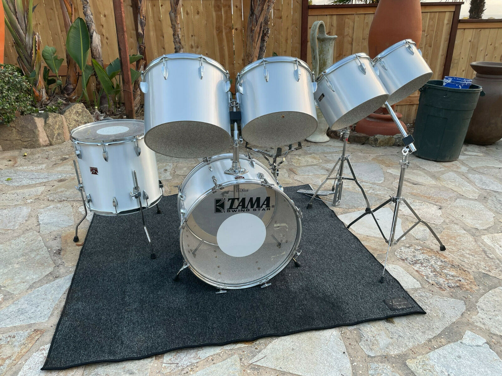 Vintage Tama Swingstar Metallic White 6pc Drum Set kit EXCELLENT