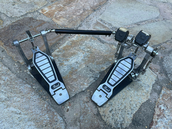 Vintage Pearl Double Bass Drum Pedal Chain Drive Complete Set