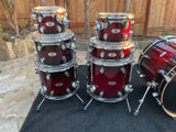 PDP X7 Maple Red Sparkle Fade 7pc Drum Set 8x7,10x8,12x9,14x12,16x14,14x5,22x18