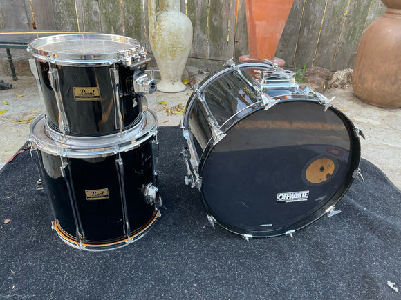Pearl BLX 3pc Drum Set Kit Birch- Black FInish