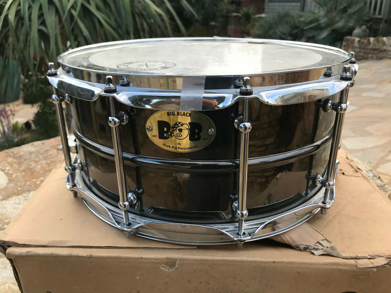 Pork Pie Big Black Brass Snare Drum Tube Lugs Black Chrome