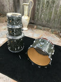 Vintage Ludwig Black Diamond Pearl 4pc Drum Set kit 1966
