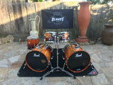 Pearl Session Maple Custom Double Bass 5pc Drum Set Kit Tobacco Burst!!