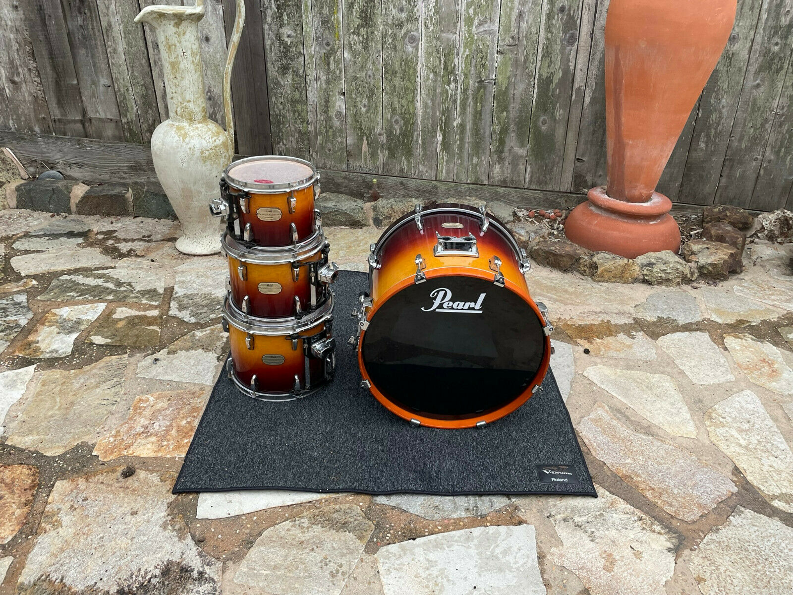 Pearl Session Maple Custom 4pc Drum Set Kit Tobacco Burst