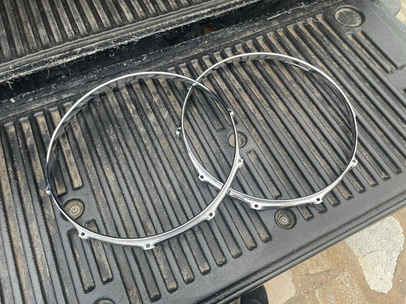 Pearl Chrome Superhoop 14” / 10 lug PAIR Super hoop Excellent