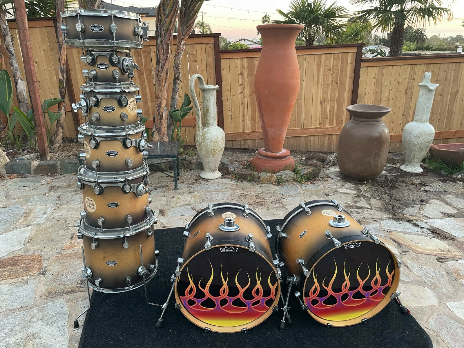 pdp tobacco burst Concept Series Maple Bass Drum 18x24 mass claw hooks DW Design Series 14x16 Floor