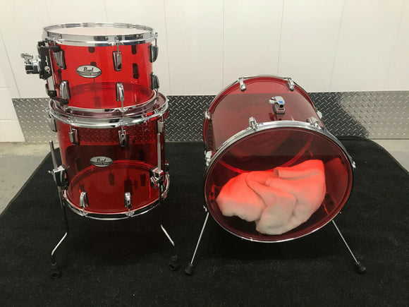 Pearl Crystal Beat Acrylic Bop Drum set 18,12,14 Ruby Red