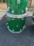 DW Collectors 4pc Green Sparkle Drum Set kit - 24x16,13x9,16x16,18x16  EXCELLENT