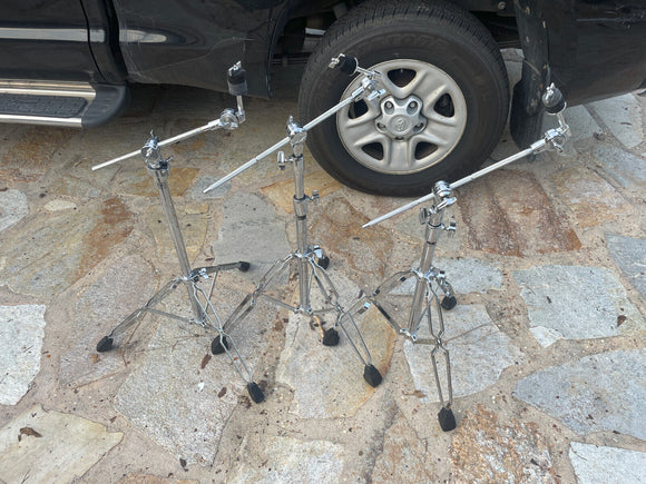 3 PACK 2x Pearl Drum Boom Cymbal Stands + 1x Pacific Boom Cymbal Stand