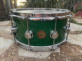 DW Jazz 14 x 6.5 Snare Drum Green Sparkle