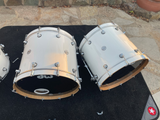 DW Design Series Drums 8pc Double Bass Drum Kit Maple Gloos White - EXCELLENT