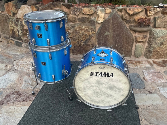 Vintage Tama ImperialStar 3pc Drum Set Kit Blue Metallic 70's 22x14,14x10,16x16