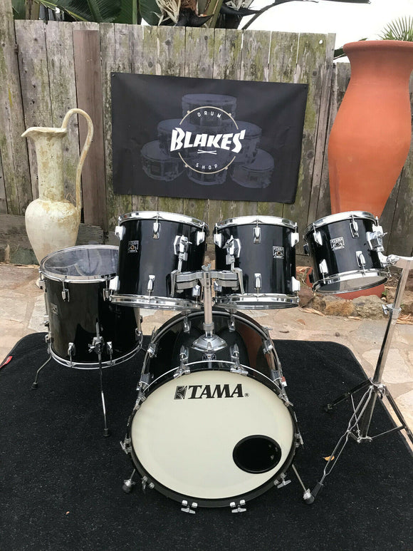 Vintage Tama Superstar 5pc Black Birch Drum Set kit 22x16,16x1610x9,12x10,13x12