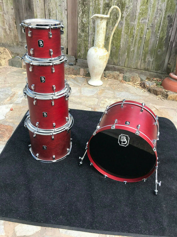 Baltimore Drums Red Wine Satin 8 ply Maple Drum Set kit - EXCELLENT